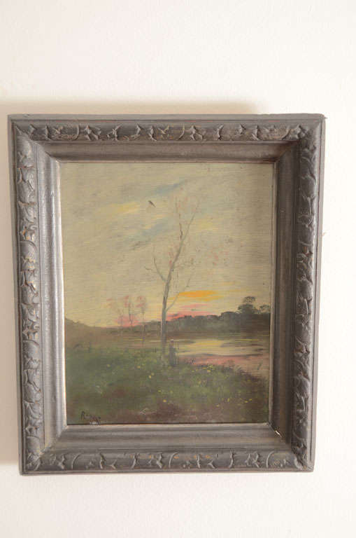 Painting of Riono, "Homme debout sur la berge"