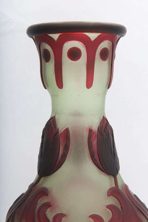 19th Century A Rare Signed Eugene Michel Cameo Glass Vase