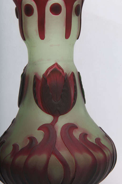 A Rare Signed Eugene Michel Cameo Glass Vase 3