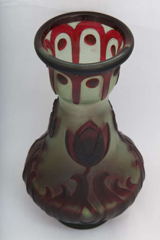 A Rare Signed Eugene Michel Cameo Glass Vase 4