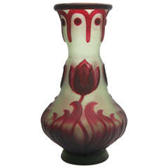 A Rare Signed Eugene Michel Cameo Glass Vase