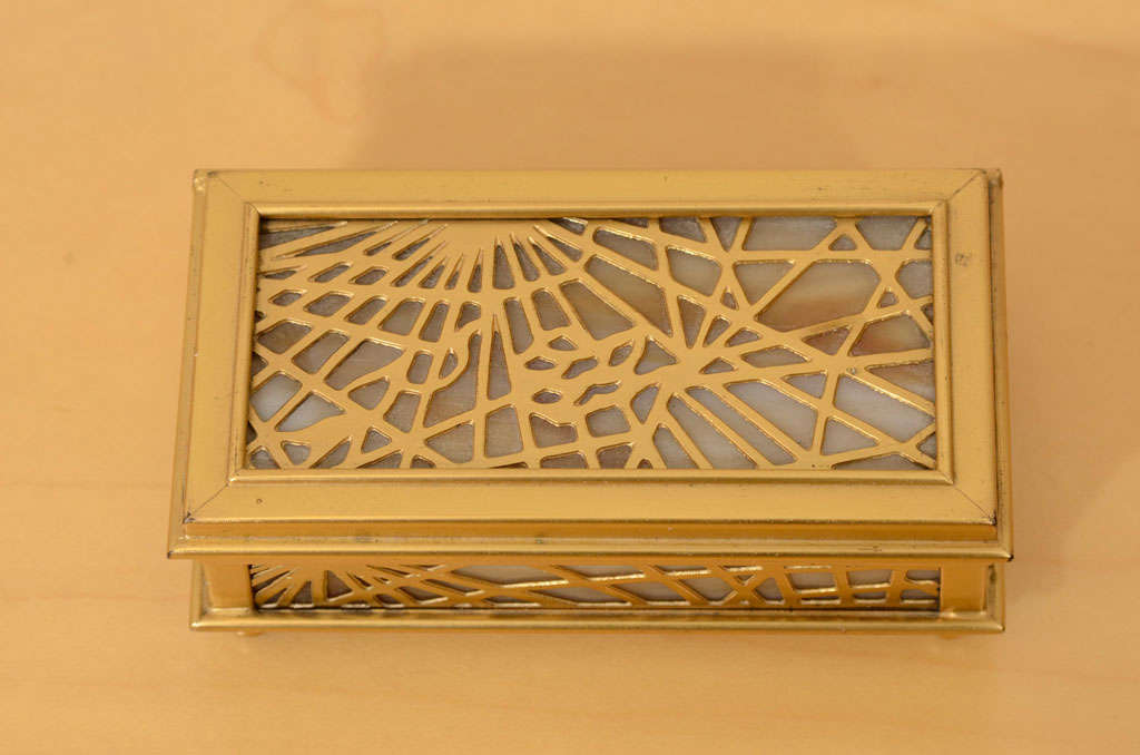 American Tiffany Studios Stamp Box, Pine Needle For Sale