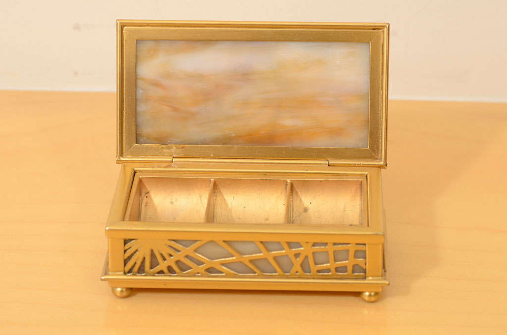 20th Century Tiffany Studios Stamp Box, Pine Needle For Sale