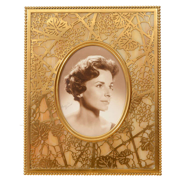 Tiffany Studios, Tiffany Favrile Picture Frame, Grape Pattern For Sale