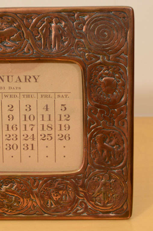 20th Century Tiffany Studios Calendar or Photo Frame, Zodiac For Sale