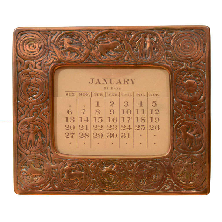 Tiffany Studios Calendar or Photo Frame, Zodiac For Sale