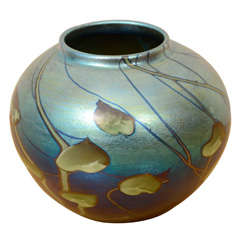 Tiffany Studios Tiffany Favrile Blue Decoraated Vase