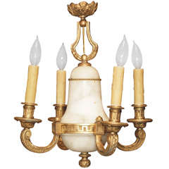 Small French Alabaster Chandelier Antique Small French Alabaster Chandelier