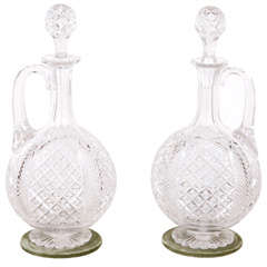 Vintage A Pair of Cut Glass Decanters