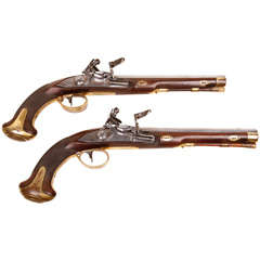 A Pair of 48 Bore Russian Flintlock Officer's Pistols