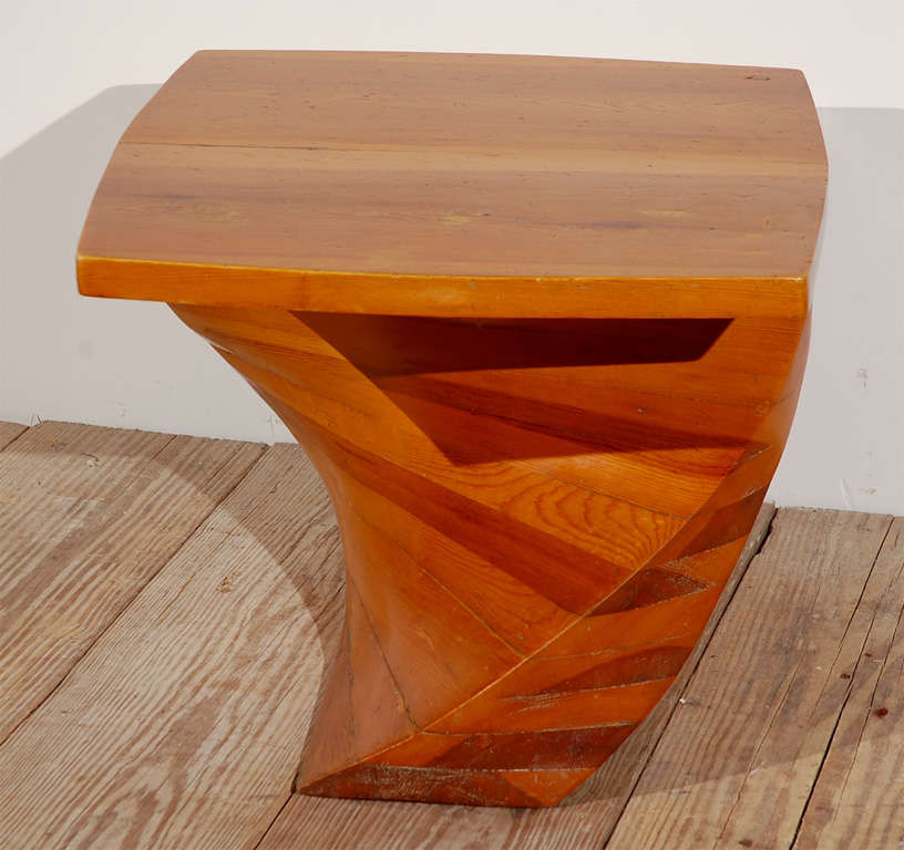 Mid-20th Century Stacked Wood Spiral Table