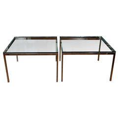 Pair of glass and chrome Florence Knoll side tables