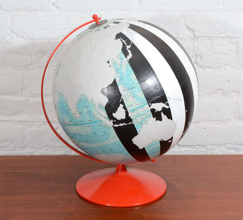 Vintage, hand painted globe by contemporary artist, Dylan Egon.  Dylan is represented by the Jonathan Levine Gallery in Chelsea.