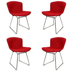 Set of 4 Harry Bertoia chrome side chairs, mfg. Knoll