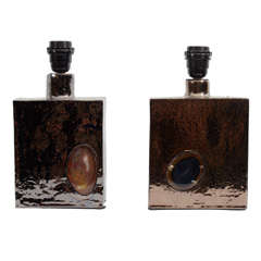Pair Of Ceramic And Agate Lamps