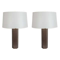 Jules Wabbes Pair of solig Bronze table lamps