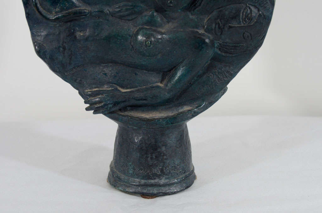 XX secolo Scultura in bronzo massiccio del Belgio firmata 