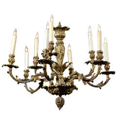 19th C. French Rococo Style Brass Chandelier