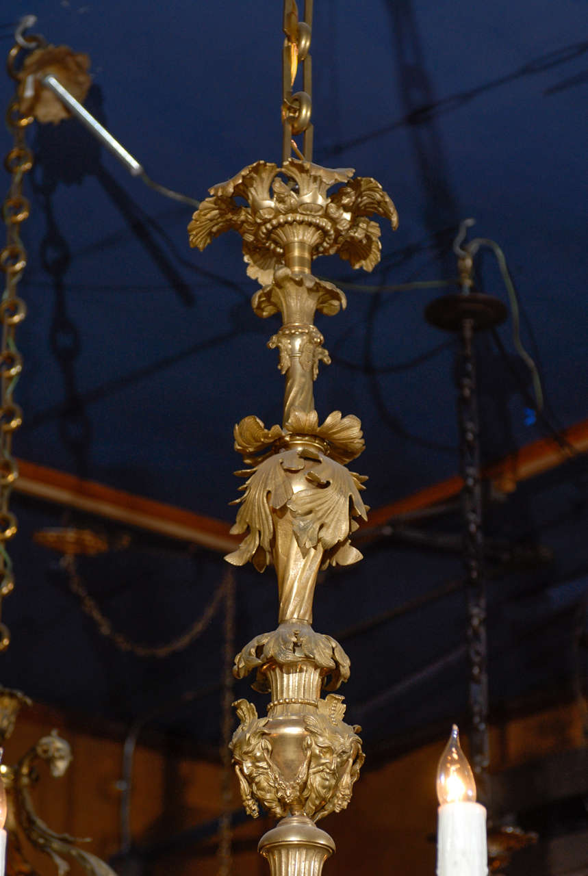 Victorian Early 20th C. English Gilt Brass Chandelier For Sale