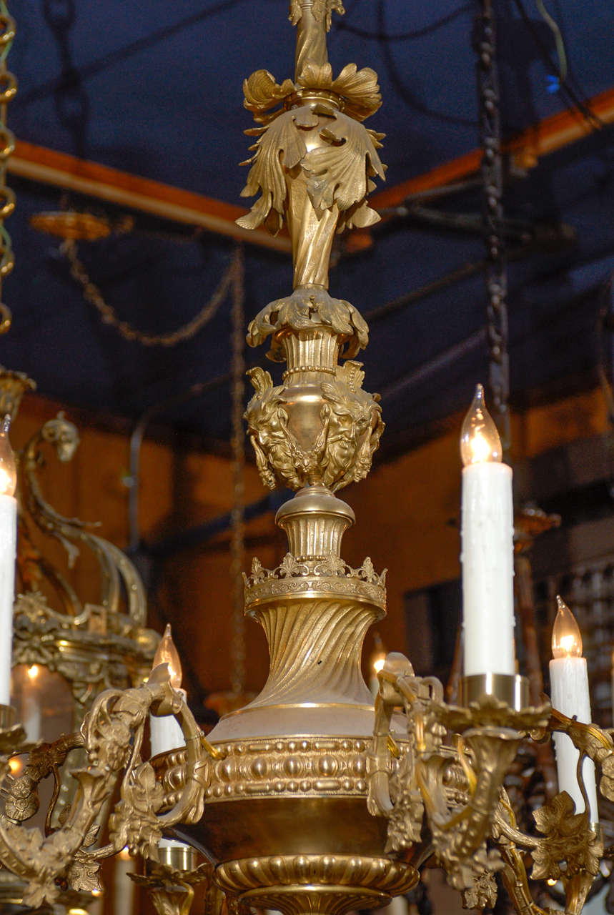 Early 20th C. English Gilt Brass Chandelier In Good Condition For Sale In Atlanta, GA