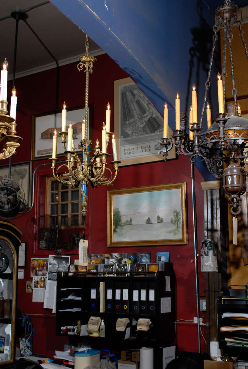 Regency 19th C. French 9 Light Brass Chandelier For Sale