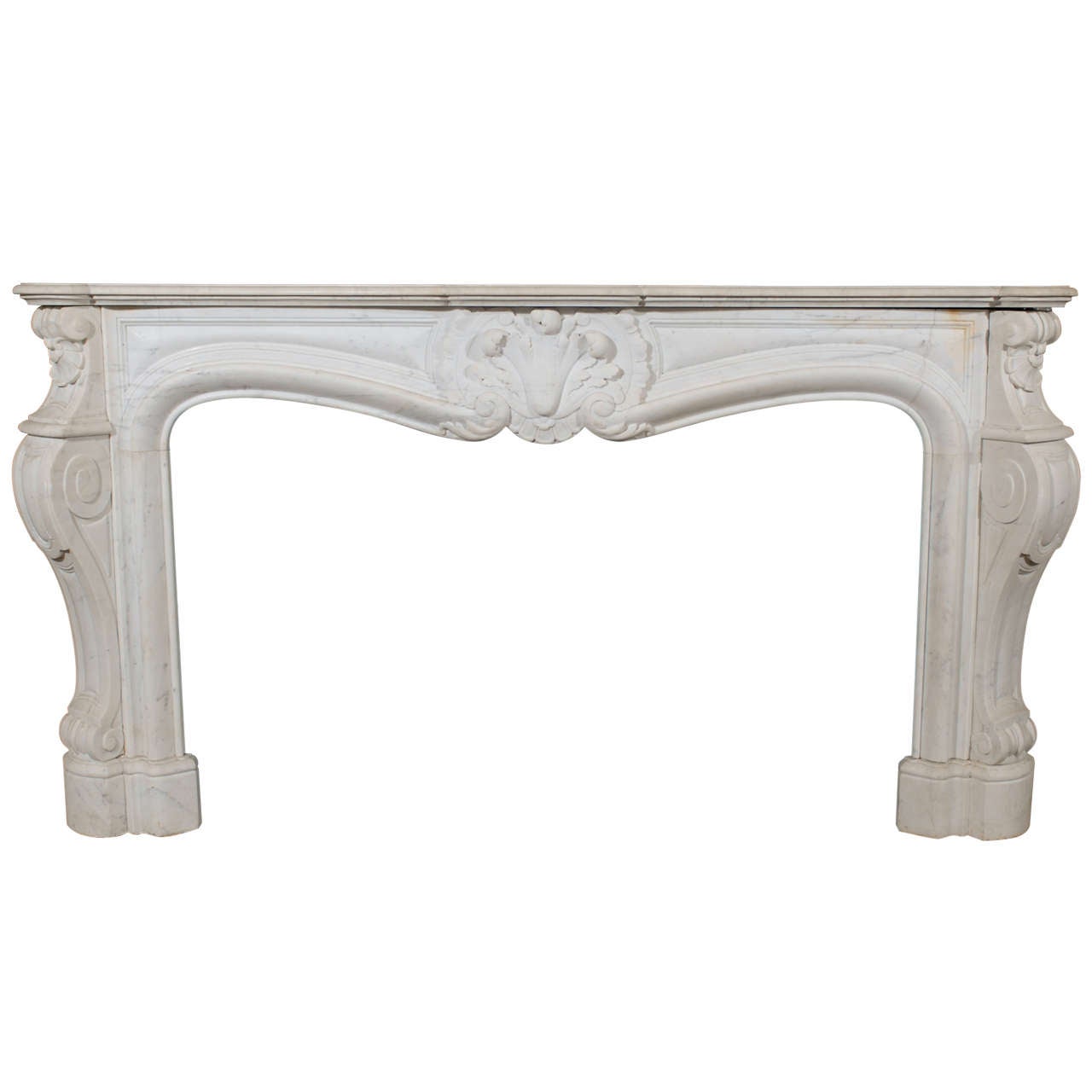 19th C. French Louis XV Style Marble Mantel For Sale
