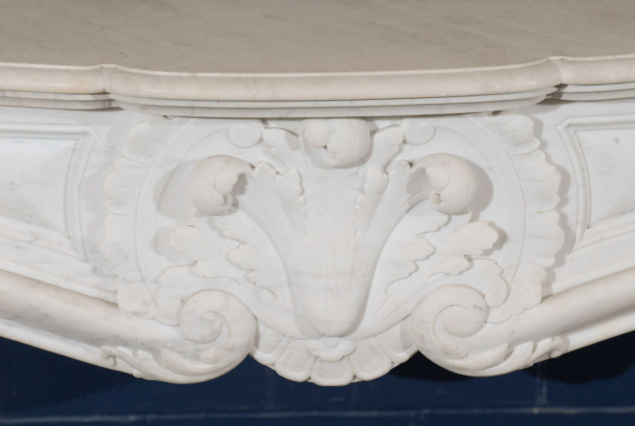 19th C. French Louis XV Style Marble Mantel For Sale 2