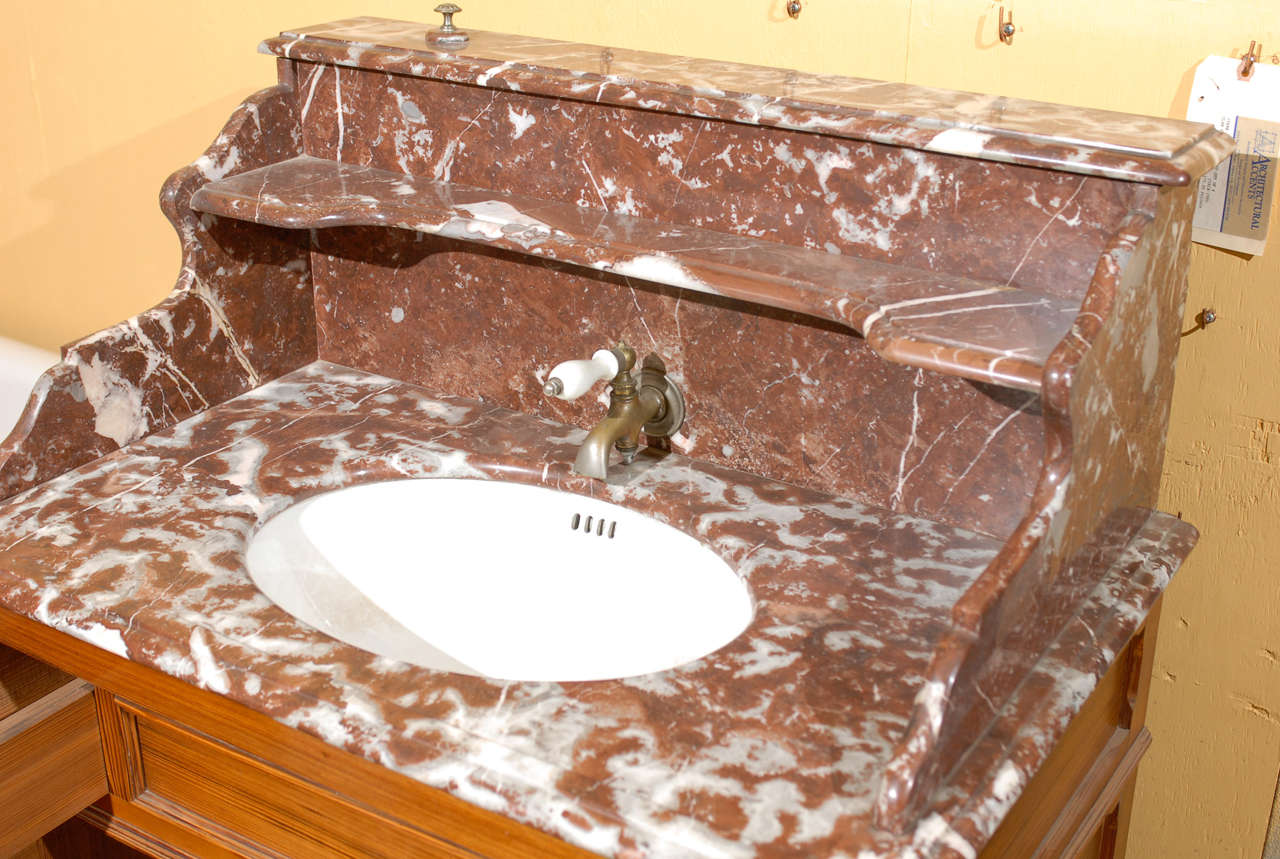 19th C. French Pine & Marble Washstand Sink For Sale 4
