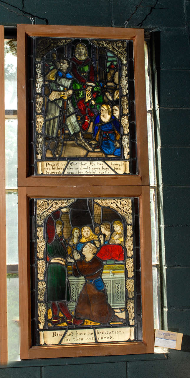 Pair 19th C. English Painted Windows