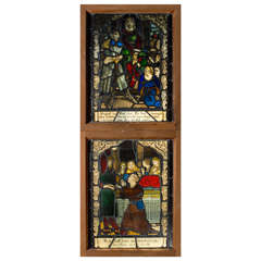 Pair 19th C. English Painted Windows