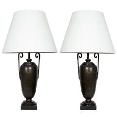 Pair of Bronze Neo Classical French Lamps