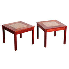 Pair of Brown Saltman End Tables 6