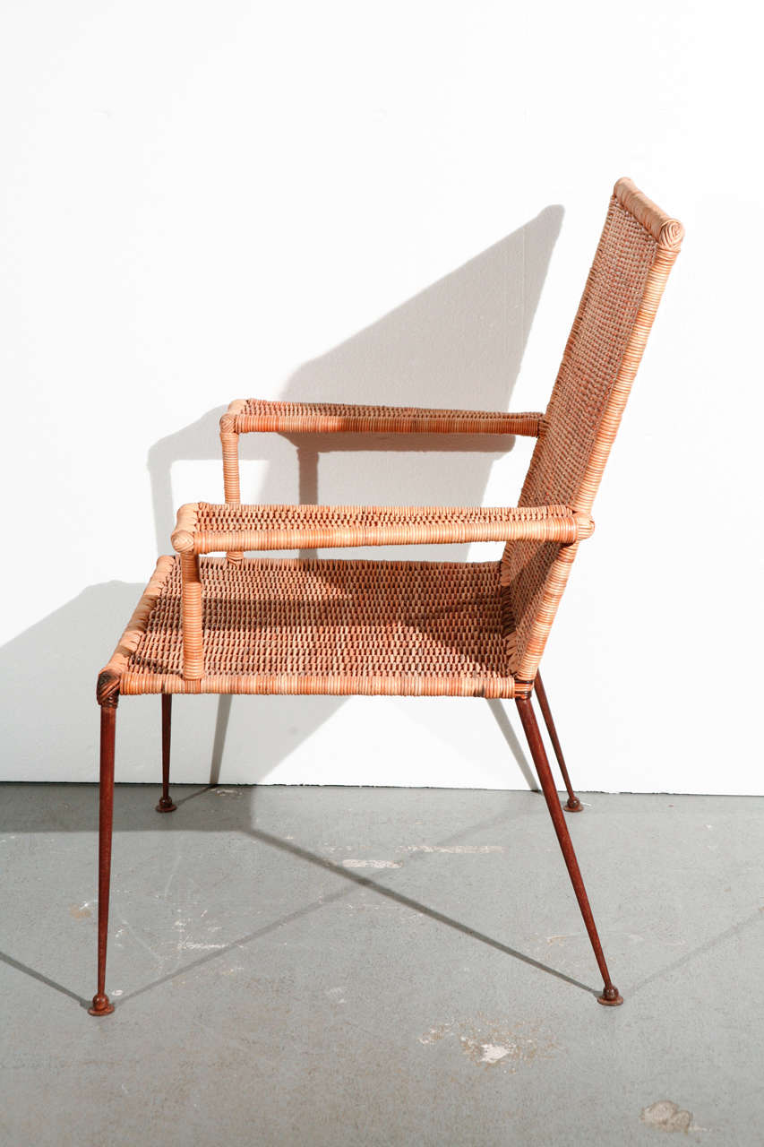 cane and wrought iron armchair by Van Keppel-Green