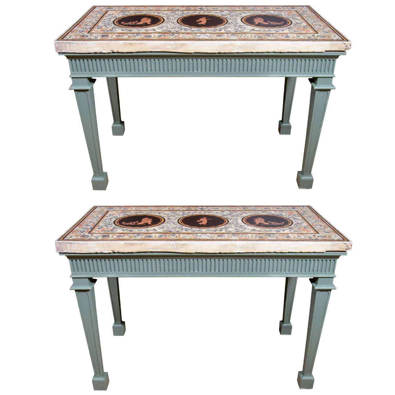 A Pair of Scagliola Top Grand Tour/Neoclassical Style Console Tables For Sale