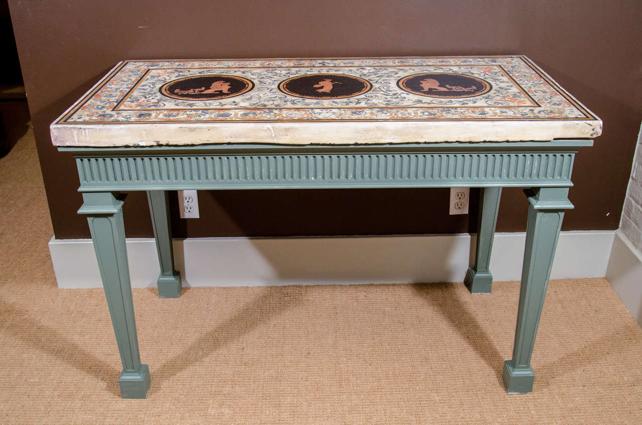 Italian A Pair of Scagliola Top Grand Tour/Neoclassical Style Console Tables For Sale