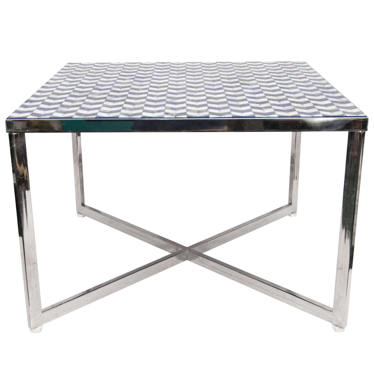 Indian Lapis Table with Chrome Legs