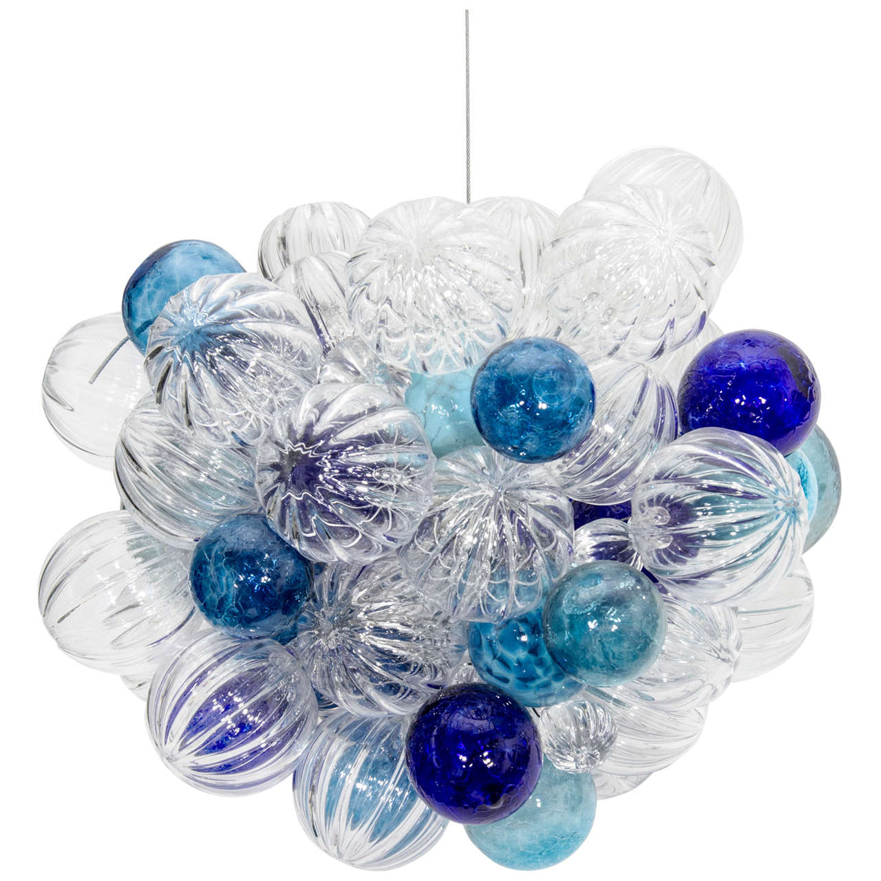 USA Small Glass Bubble Chandelier with Handblown Bubbles For Sale