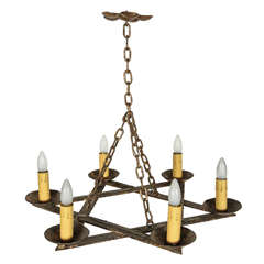 Six Lamp Star of David Bronze Chandelier