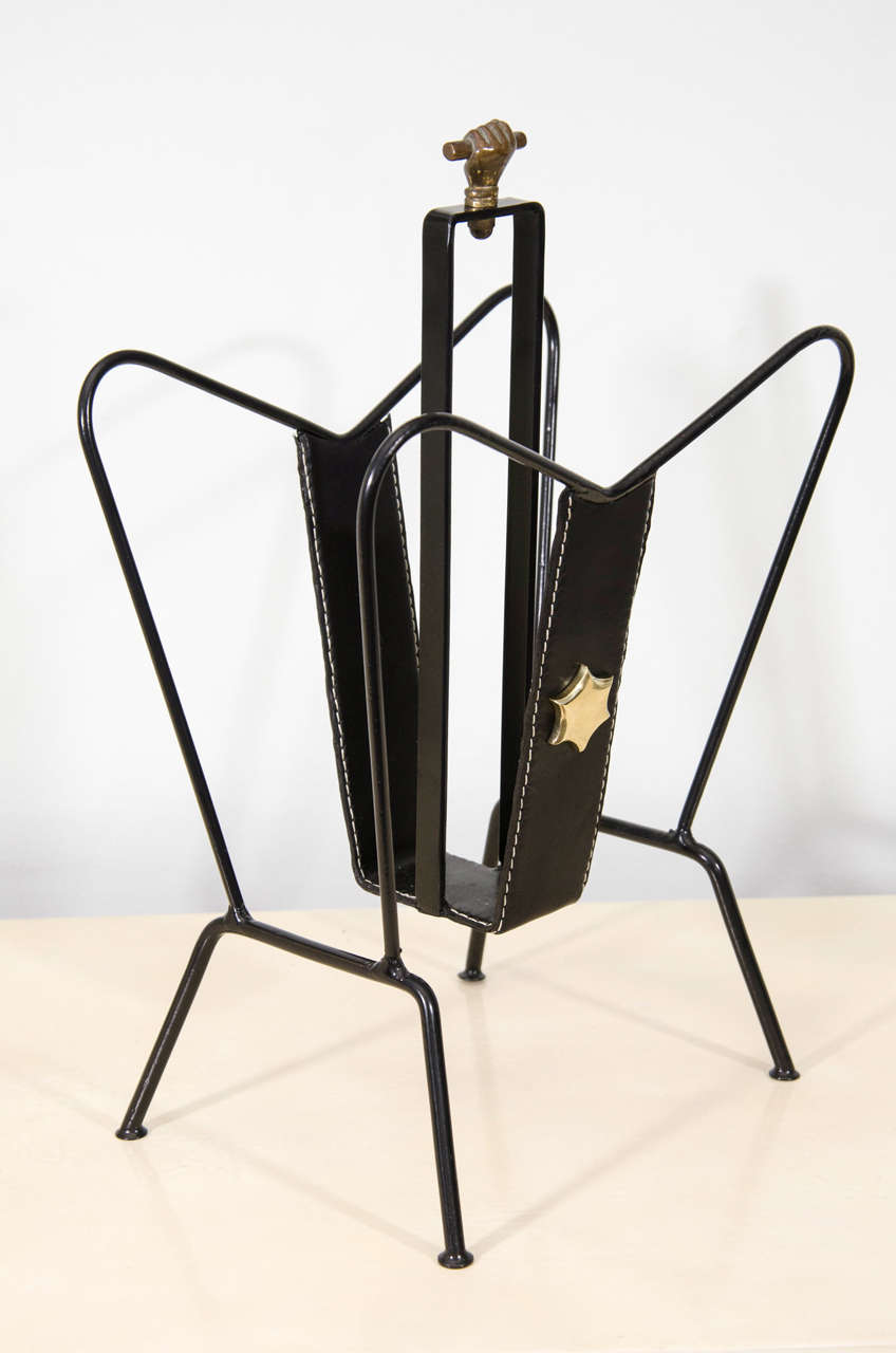 French Jacques Adnet Magazine Holder For Sale