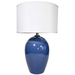 Mid Century Modern Periwinkle Glaze Ceramic Lamp