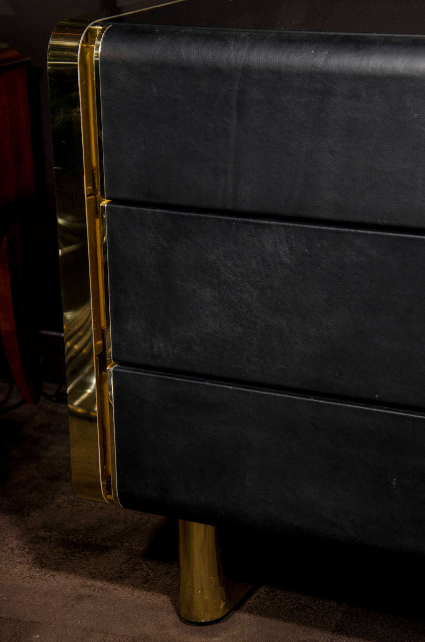 black leather chest of drawers