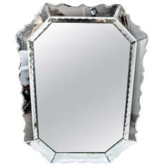 1940
s Hollywood Octagonal Mirror with Venetian Inspired Design