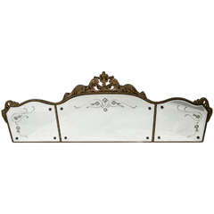 Vintage Art Deco Three Panel Manter Mirror with Regency Inspired Design