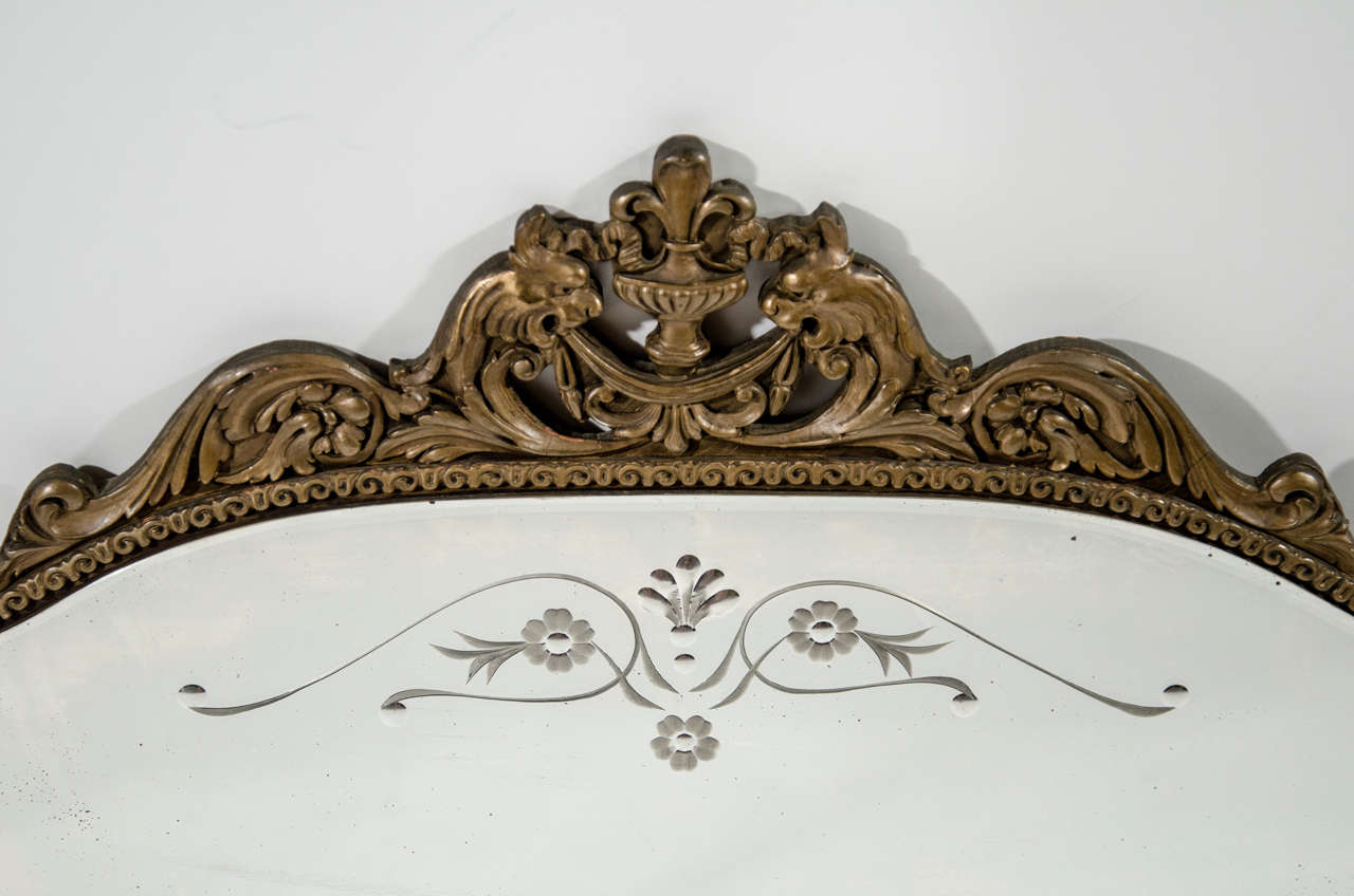 American Art Deco Three Panel Manter Mirror with Regency Inspired Design