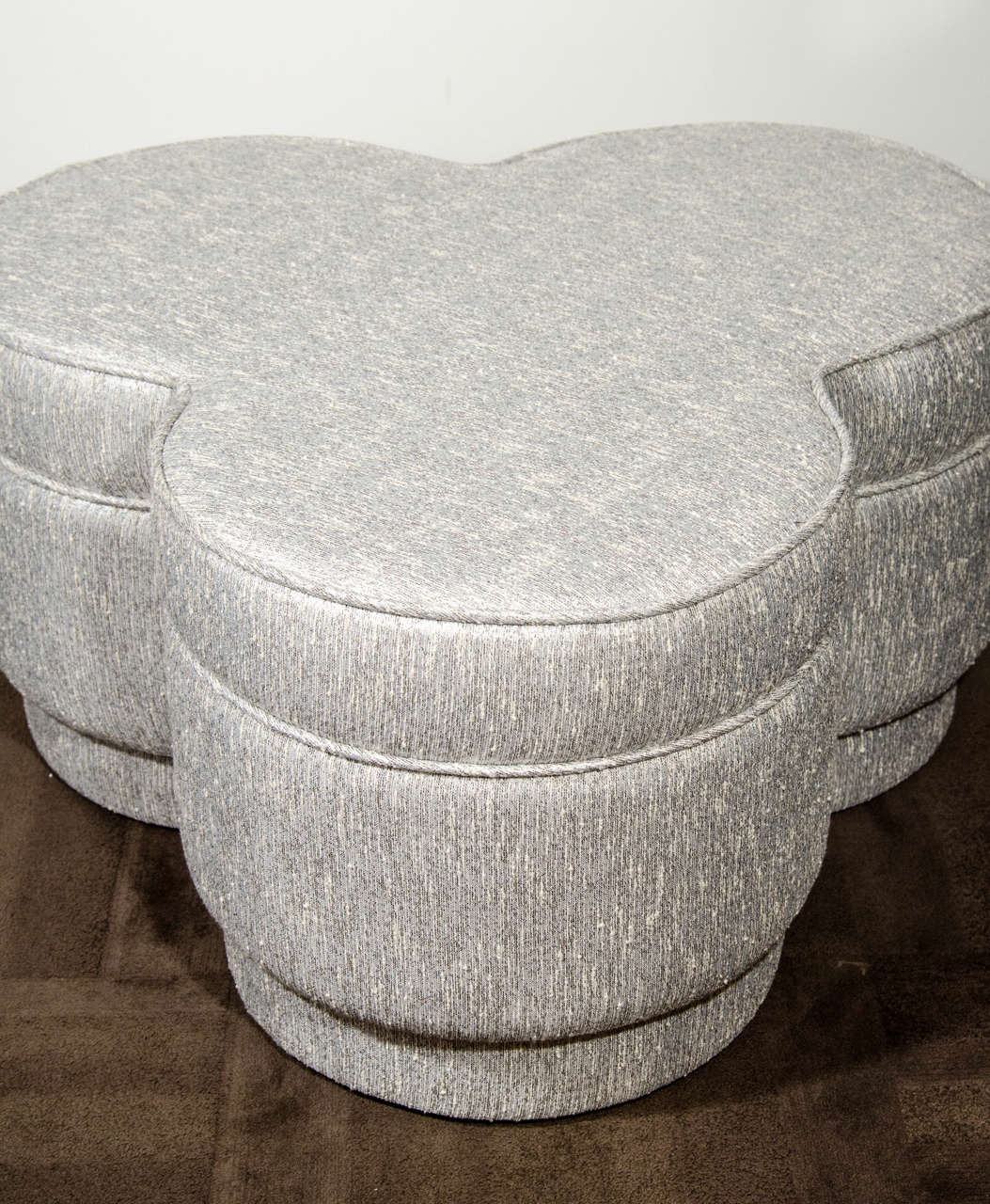 American 1940's Luxe Hollywood Ottoman/Pouf with Stylized Trefoil Design