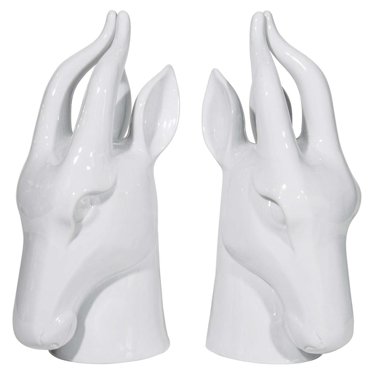 Pair Of Blanc De Chine Gazelle Sculptures