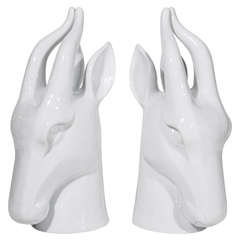 Pair Of Blanc De Chine Gazelle Sculptures
