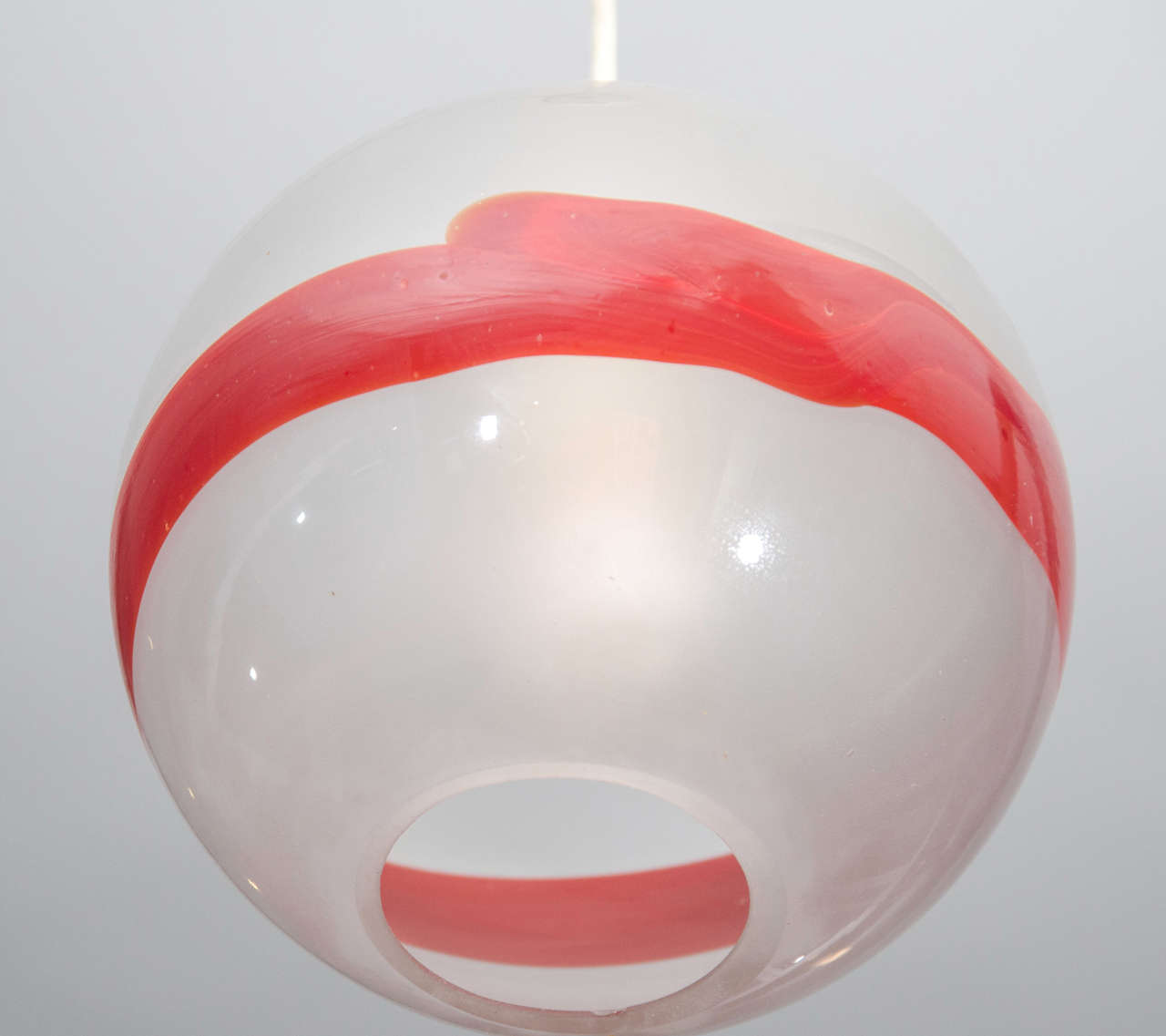Venini Globe Pendant with Red Stripe 1