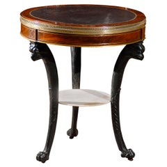 19th Century French Bouillotte Table With Carved Eagle Motif Legs & Lower Shelf