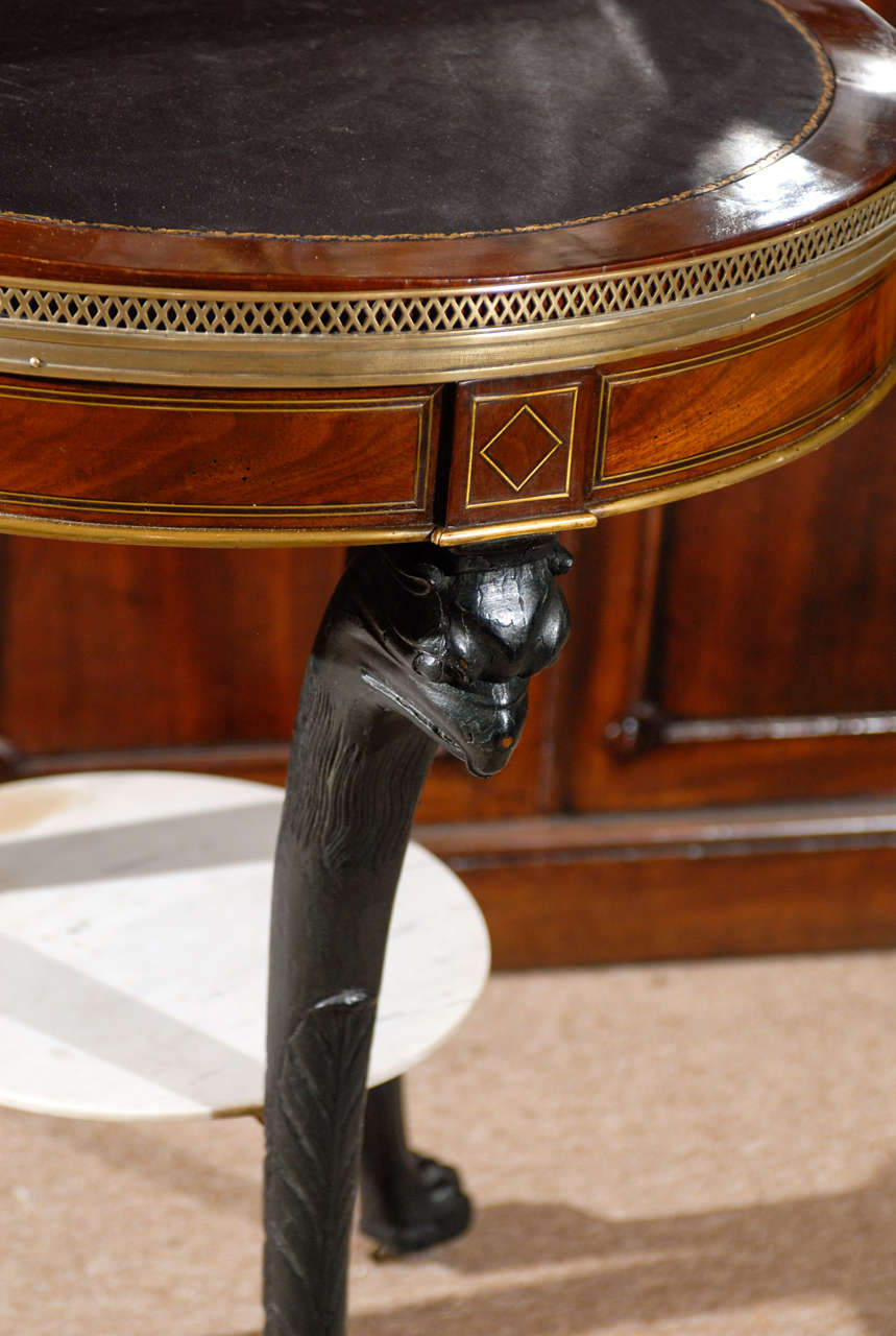19th Century French Bouillotte Table With Carved Eagle Motif Legs & Lower Shelf For Sale 2